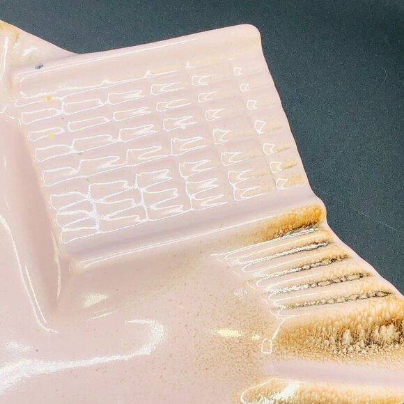 Beauceware Ceramic Ashtray #688 Pink Rust Spatter Glaze Oversized Console Bowl - Picture 6 of 14